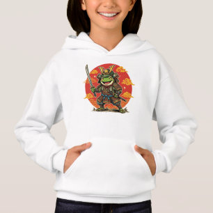 Süßer Frosch-Samurai-Cartoon-Tierkrieger-Design Hoodie