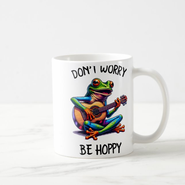 Süßer Frosch spielt Gitarre Keine Sorge, sei hoppy Kaffeetasse (Rechts)