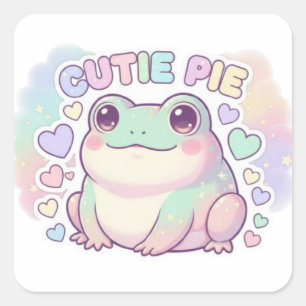 Süßer Frosch-Sticker mit Glitzer Kawaii Ae Quadratischer Aufkleber
