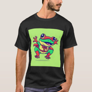Süßer Frosch Superheld Cartoon Vektor Icon T-Shirt
