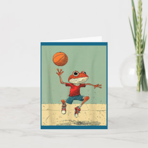 Süßer Frosch Tier Lustiger Basketball Grafik Kunst Karte