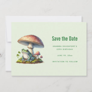 Süßer Frosch unter einem Pilz in der Natur Save The Date