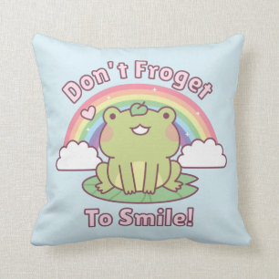 Süßer Frosch vergiss nicht zu lächeln Pun Raumdeko Kissen