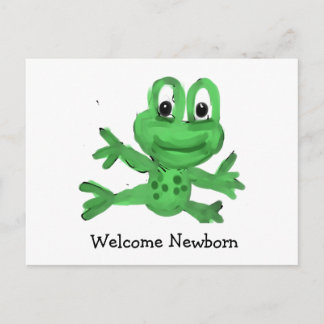 Süßer Frosch "Willkommen Neugeborenes" Postkarte