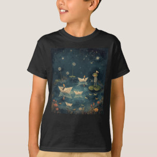 Süßer Froschadmiral und Mäuse-Papierschiffe Sterne T-Shirt
