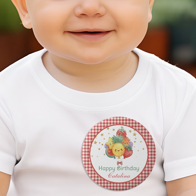 Süßer Frucht-Geburtstag | Tropische Kinderparty Button (Von Creator hochgeladen)