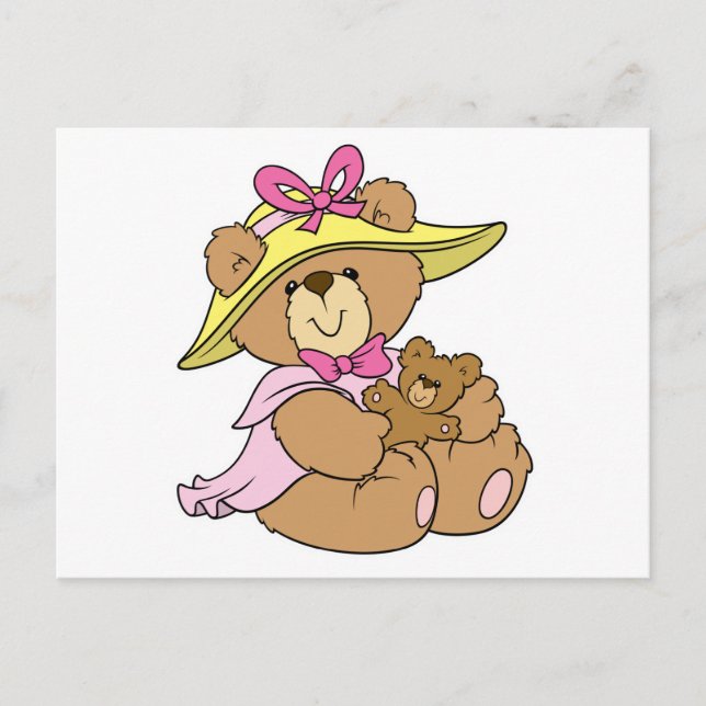 Süßer Frühjahrs-Hauben-Teddybär Postkarte (Vorderseite)