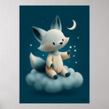 Süßer Fuchs auf Wolken-Kinderzimmer-Bettzeit