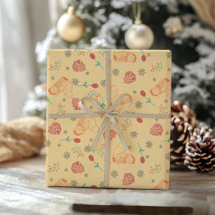 Süßer Fuchs - Beeren und Schneeflocken– Retro Weih Geschenkpapier