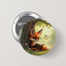 Süßer Fuchs beim Lesen eines Buches, individuell a Button