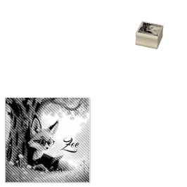 Süßer Fuchs, der ein Buch liest, individuelle Kind Gummistempel