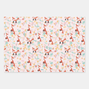 Süßer Fuchs Floral Rosa Design  Geschenkpapier Set