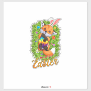 Süßer Fuchs Hasenohren Frohe Ostern Fuchs mit Oste Aufkleber