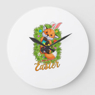 Süßer Fuchs Hasenohren Fröhlicher Osterfuchs mit O Große Wanduhr