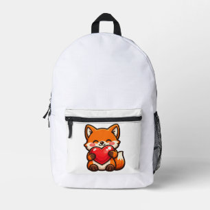 Süßer Fuchs-Herz-Rucksack – Kawaii Fuchs mit rotem Bedruckter Rucksack