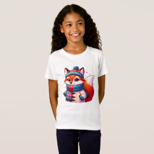 Süßer Fuchs im Winter mit Mütze und Schal T-Shirt