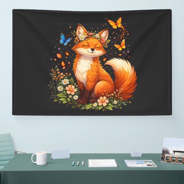 Süßer Fuchs Mit Blumen Banner (Messe)