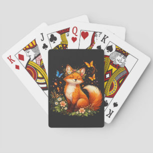 Süßer Fuchs mit Blumen Spielkarten