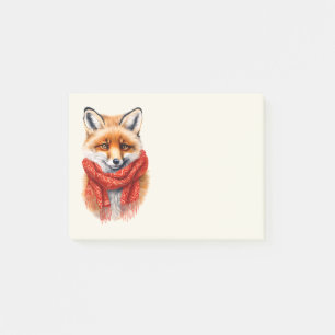 Süßer Fuchs mit rotem Schal Herbstbild Post-it Klebezettel