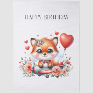 Süßer Fuchs-Pilot-Birthday Seidenpapier