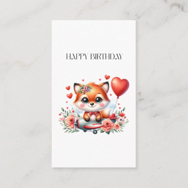 Süßer Fuchs-Pilot Geburtstag Begleitkarte (Vorderseite)