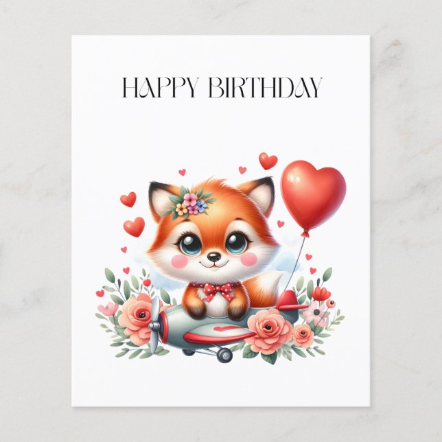 Süßer Fuchs-Pilot Geburtstag Flyer (Vorne)