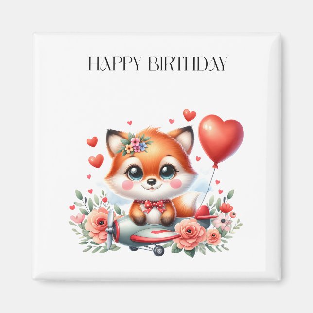 Süßer Fuchs-Pilot Geburtstag Magnet (Vorne)