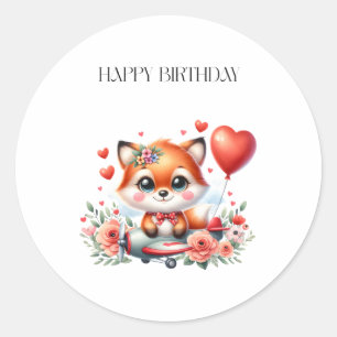 Süßer Fuchs-Pilot Geburtstag Runder Aufkleber