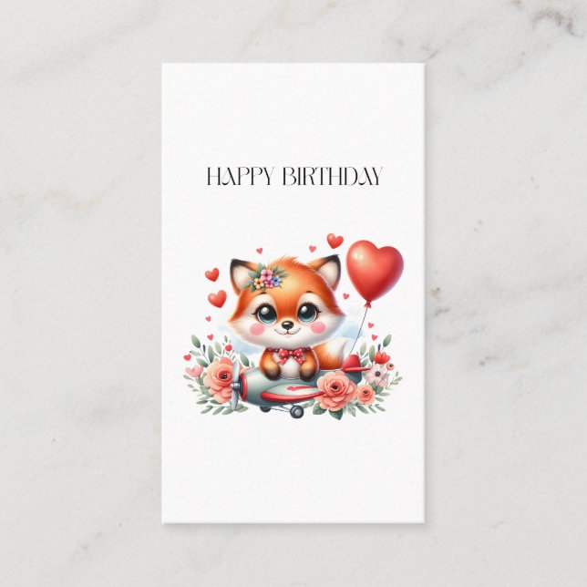 Süßer Fuchs-Pilot Geburtstag Telefonnummerkarte (Vorderseite)