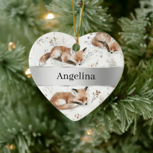Süßer Fuchs Silbernes Band Weihnachten Keramik Ornament