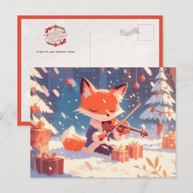 Süßer Fuchs spielt Violine Postkarte (Vorne/Hinten)