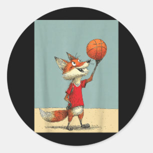 Süßer Fuchs Sport Lustiges Baseball Cartoon Design Runder Aufkleber