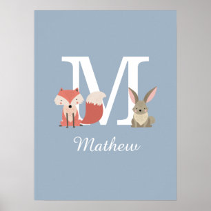 Süßer Fuchs und Waldtiere aus dem Kaninchenwald Mo Poster