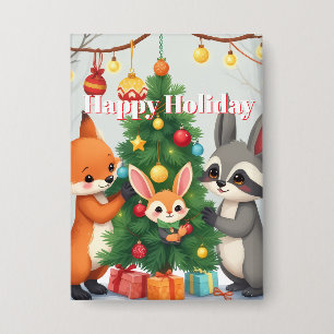 Süßer Fuchs, Waschbär und Hasen-Weihnachts-Andenke Button