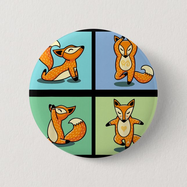 Süßer Fuchs Yoga Tier Meditation Zen Stretch Pose  Button (Vorderseite)