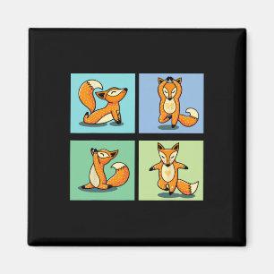 Süßer Fuchs Yoga Tier Meditation Zen Stretch Pose Magnet