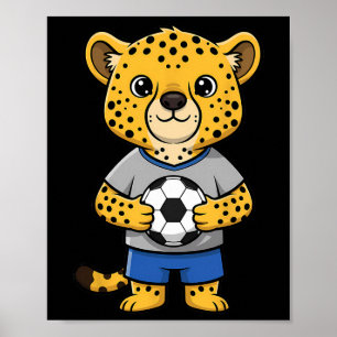 Süßer Fußball Gepard Fußballspieler Tier Sport Poster