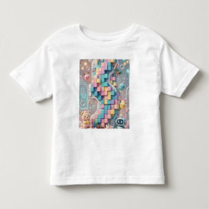 Süßer futuristischer Weihnachts-Mosaik-Baum Pastel Kleinkind T-shirt