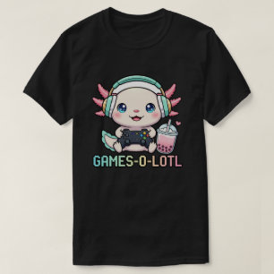 Süßer Gamer-Axolotl mit Boba-Kunst T-Shirt