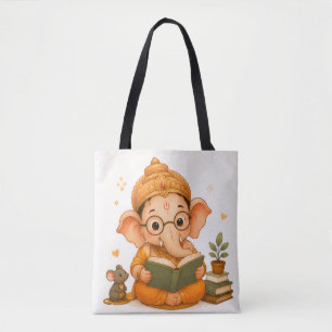 Süßer Ganesha beim Lesen des Buches Ganesh Chaturt Tasche