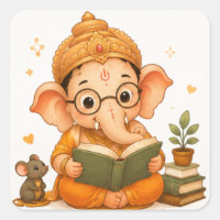 Süßer Ganesha beim Lesen Ganesha Chaturthi