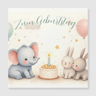 Süßer Geburtstagsgruß mit Tierfreunden Magnetkarte