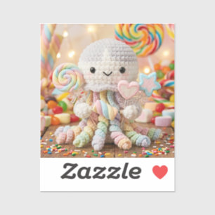 Süßer gehäkelter Oktopus und Candy Land Aufkleber