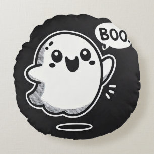 👻✨ Süßer Geist Boo Gemütliche Gruselige Stimmung  Rundes Kissen