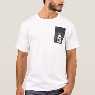 Süßer Geist, der mit Kopfhörern Cartoon-Buch liest T-Shirt