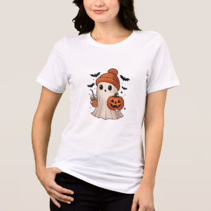 Süßer Geist-Eiskaffee-Mützen-Kürbis-Kawaii-Hallo Tri-Blend Shirt