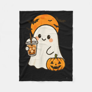 Süßer Geist-Eiskaffee und Kürbis für Halloween C Fleecedecke