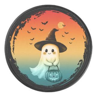 süßer Geist Halloween Kürbis Herbst Herbstsaison Eishockey Puck