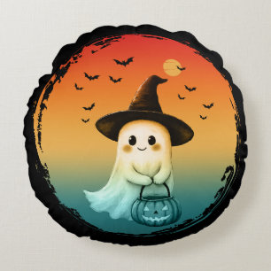 süßer Geist Halloween Kürbis Herbst Herbstsaison Rundes Kissen