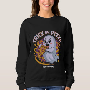 Süßer Geist isst Pizza Spaß Gruseliger Trick-or-Pi Sweatshirt